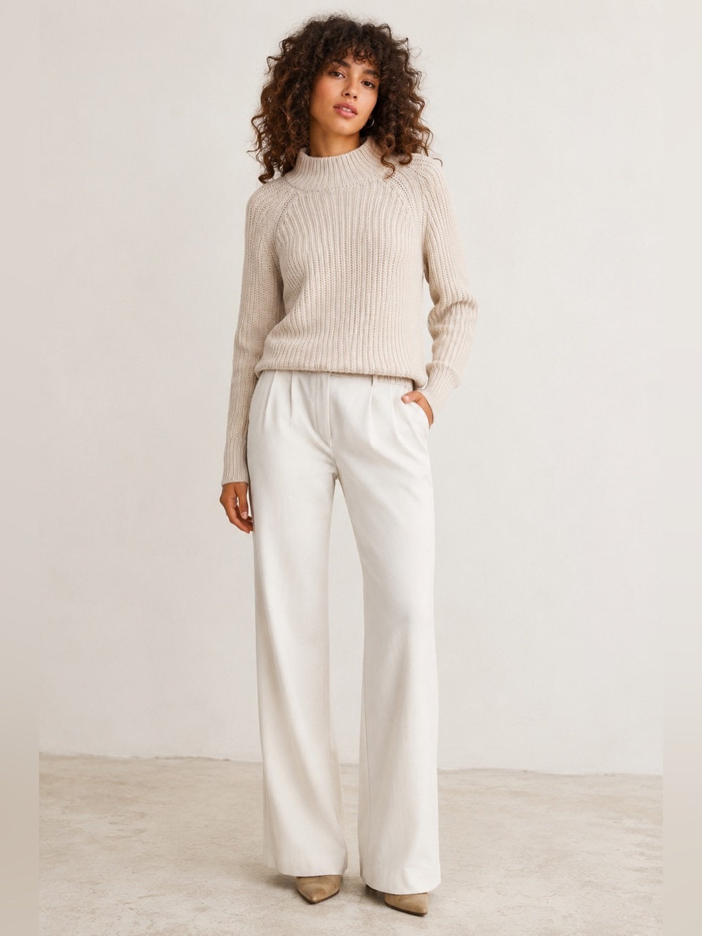 Kendall + Kylie Mock Neck Open Back Chunky Knit Sweater Small